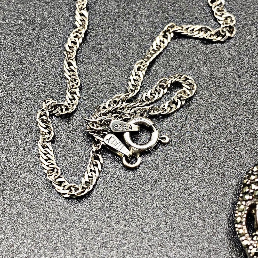 Vintage Silver Marcasite Jaguar Panther Necklace - Picture 12 of 15